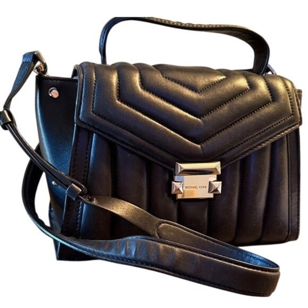 Michael Kors Whitney Black Quilted Leather Medium Satchel